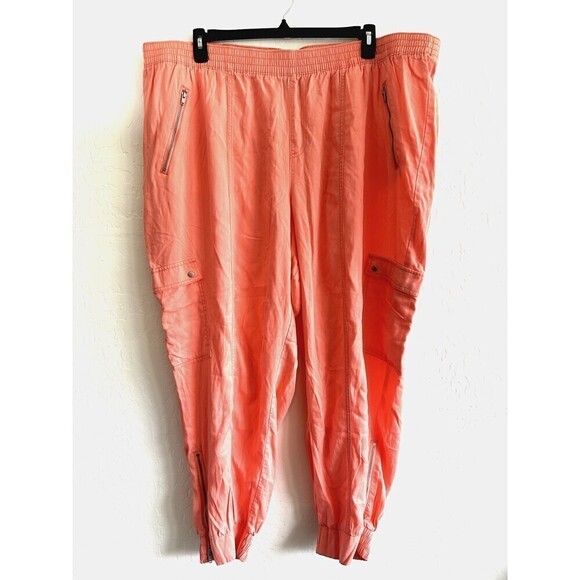 Lane Bryant Orange Pull on Trousers Woman's Size 26/28 Elastic Waist summer - Picture 1 of 16